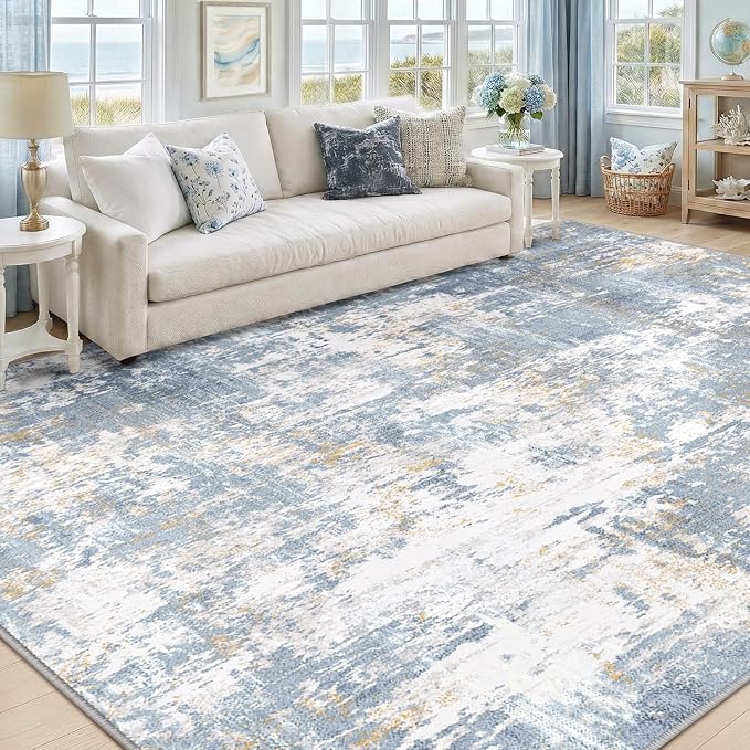 RELEANY Washable Area Rugs 9'x12' Non-Slip Modern Abstract Soft - Image 9