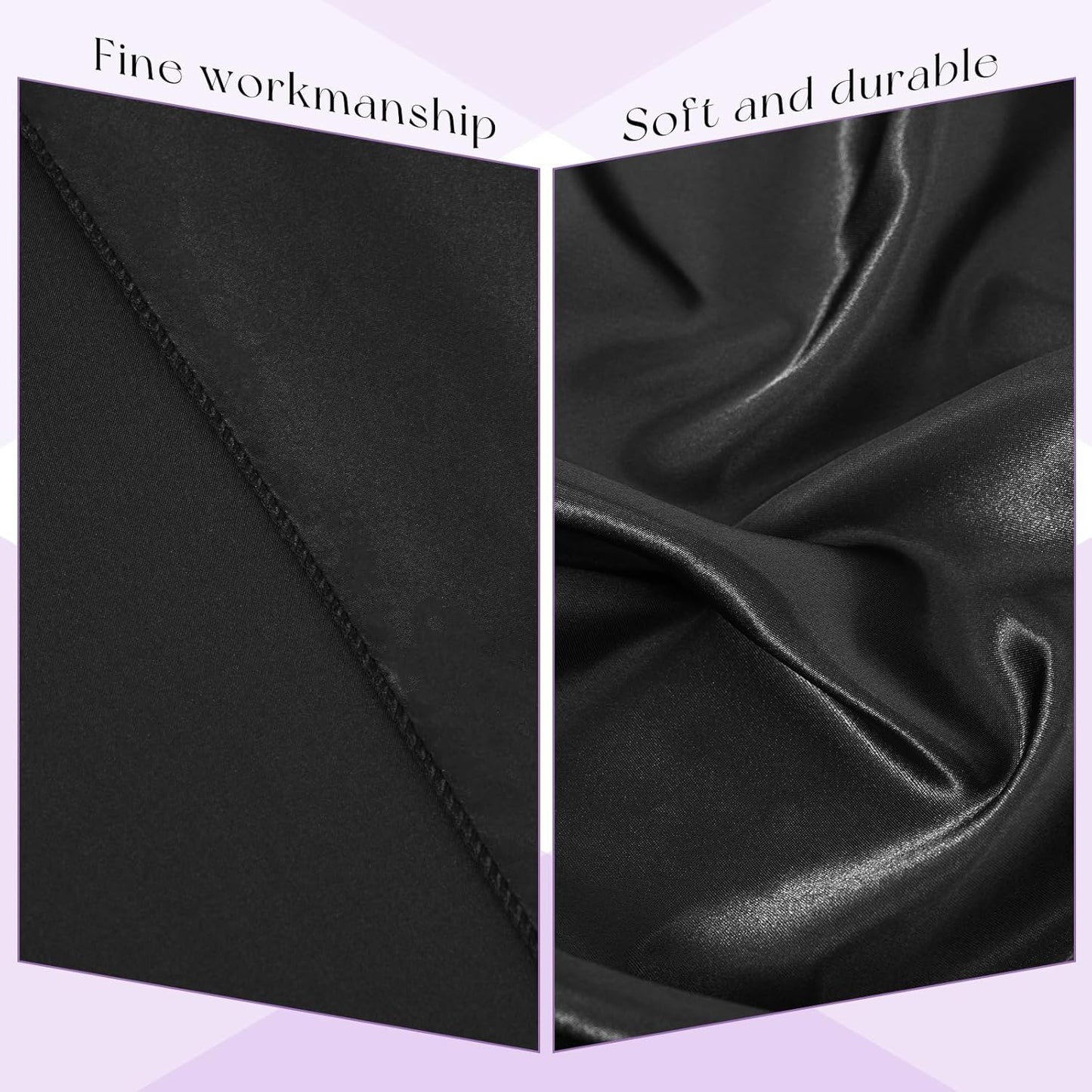 6 Packs Satin Tablecloth 120 Inch Black Round Table Cloth Silk Tablecloth Smooth Fabric Overlay Satin Table Cover Decoration for Wedding Party Banquet Events