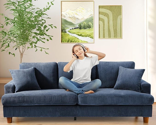 Kidirect 87in Corduroy Couch, Sofa No Tool Assembly, Comfy Couches by Kidirect