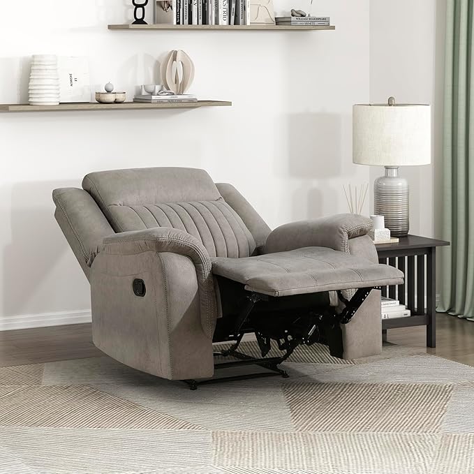 Lexicon Manual Recliner Chair, Polished Microfiber Reclining Sofa Chair - Image 9