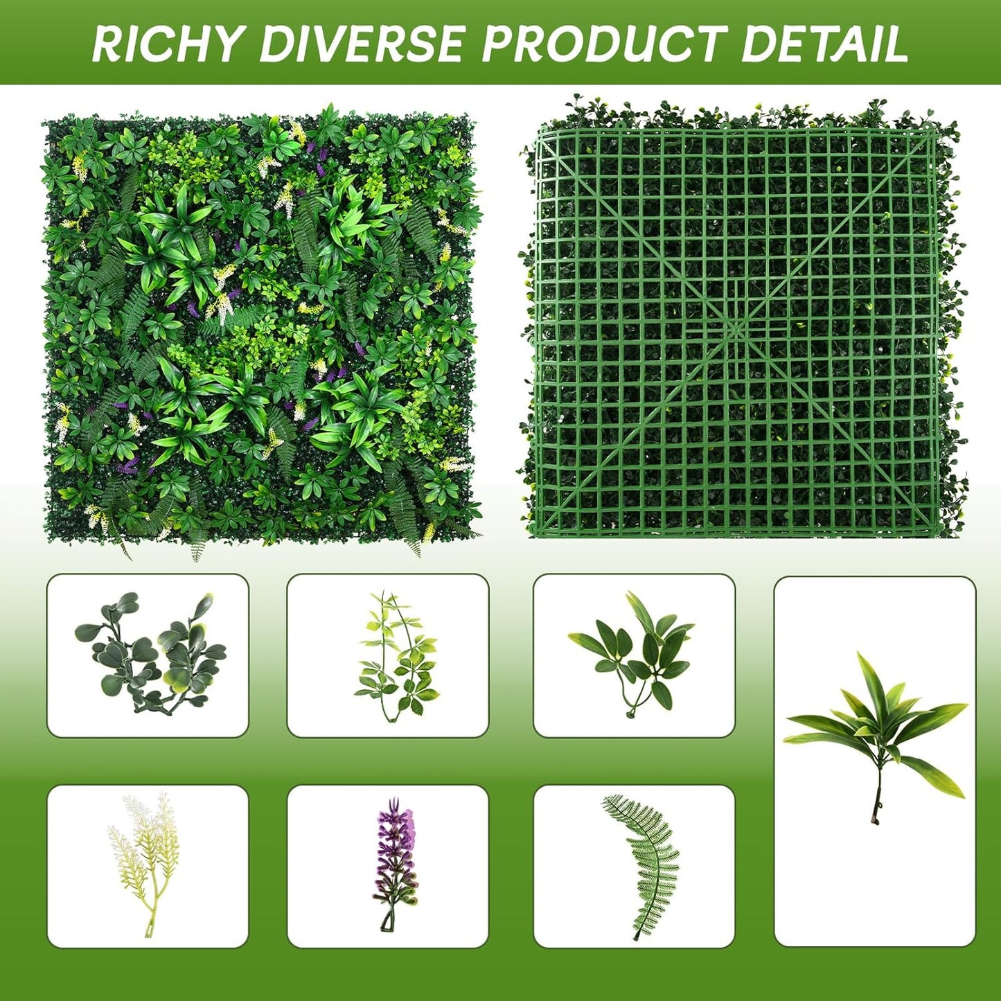 Artificial Grass Wall Panels 20"x20"(6pcs), Hedge Green Wall Decor Backdrop, UV-Anti Fake Greenery Plant Wall Boxwood Panels for Privacy Fence Screen Outdoor Indoor Wedding Garden Backyard