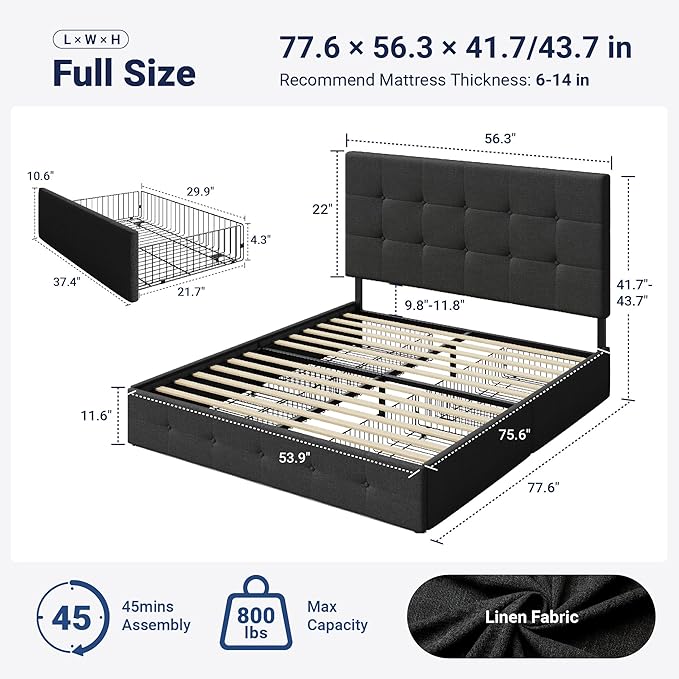Allewie Upholstered Full Size Platform Bed Frame - Image 2