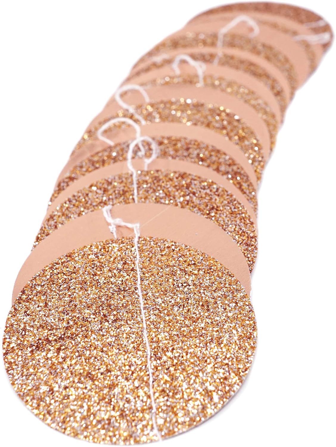 Circle Dots Paper Party Garland Streamer Backdrop (10 Feet Long) - Rose Gold Glitter