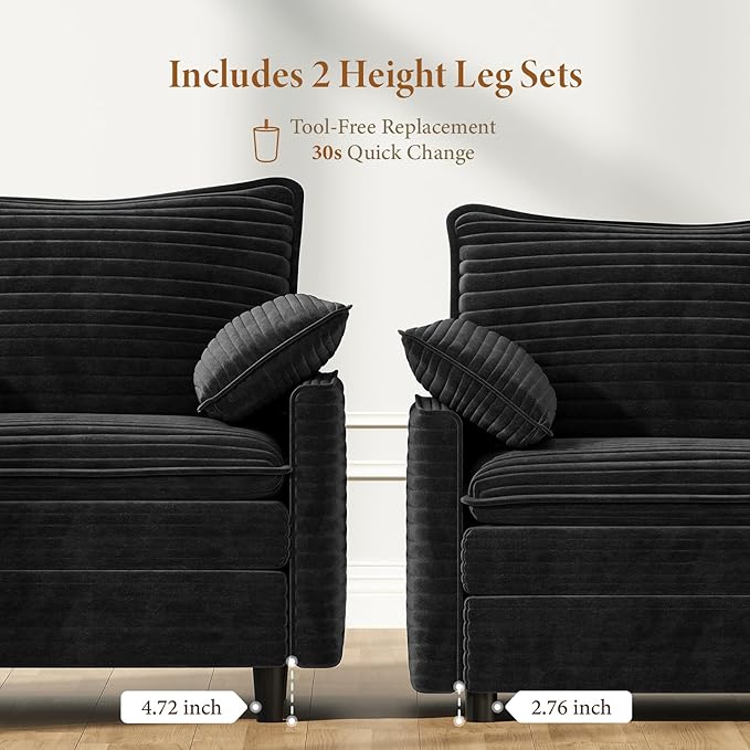 Vesgantti 74" Cloud Couch for Living Room, 2 Seaters Deep Seat Sectional - Image 4