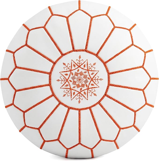 Marrakesh Gallery Genuine Leather Round Pouf Unstuffed - Image 2