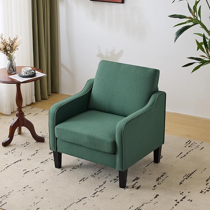 VINGLI Mid-Century Modern Accent Chairs Set of 2 Living Room Chairs Dark Green - Image 8