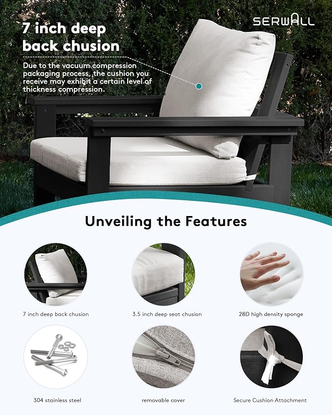 SERWALL Outdoor Sectional Sofa Set, 5-piece Outdoor Modula Couch Set - Image 6
