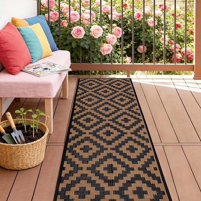 SAND MINE Reversible Mats, Plastic Straw Rug, Modern Area Rug, Large Floor Mat by SANDMIND