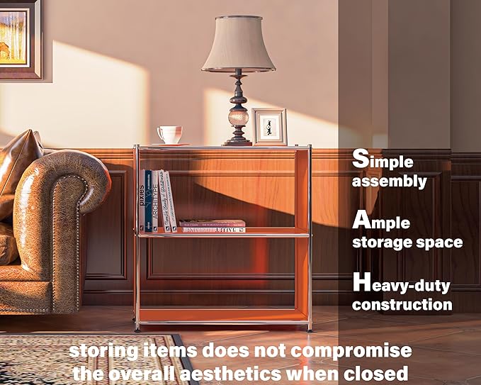 32-Inch 2-Tier Metal Bookcase, Open Shelf Storage Organizer - Image 5