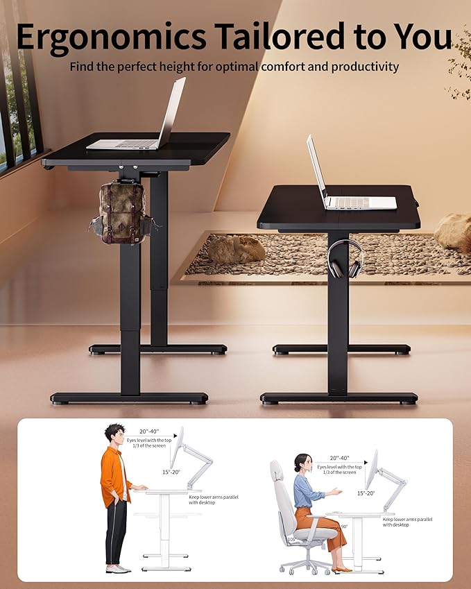 BIZUM Electric Standing Desk 60 x 24 Inch Computer Desk-Gaming Desk Black Home - Image 4