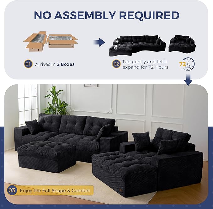MAXYOYO Sectional Sofa Couch and Chaise Lounge, L Shaped Modern Cloud Couch - Image 7
