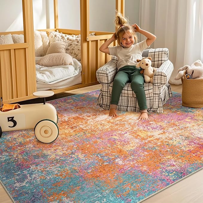 RELEANY Washable Area Rugs 10'x14 Non-Slip Modern Abstract Soft - Image 3