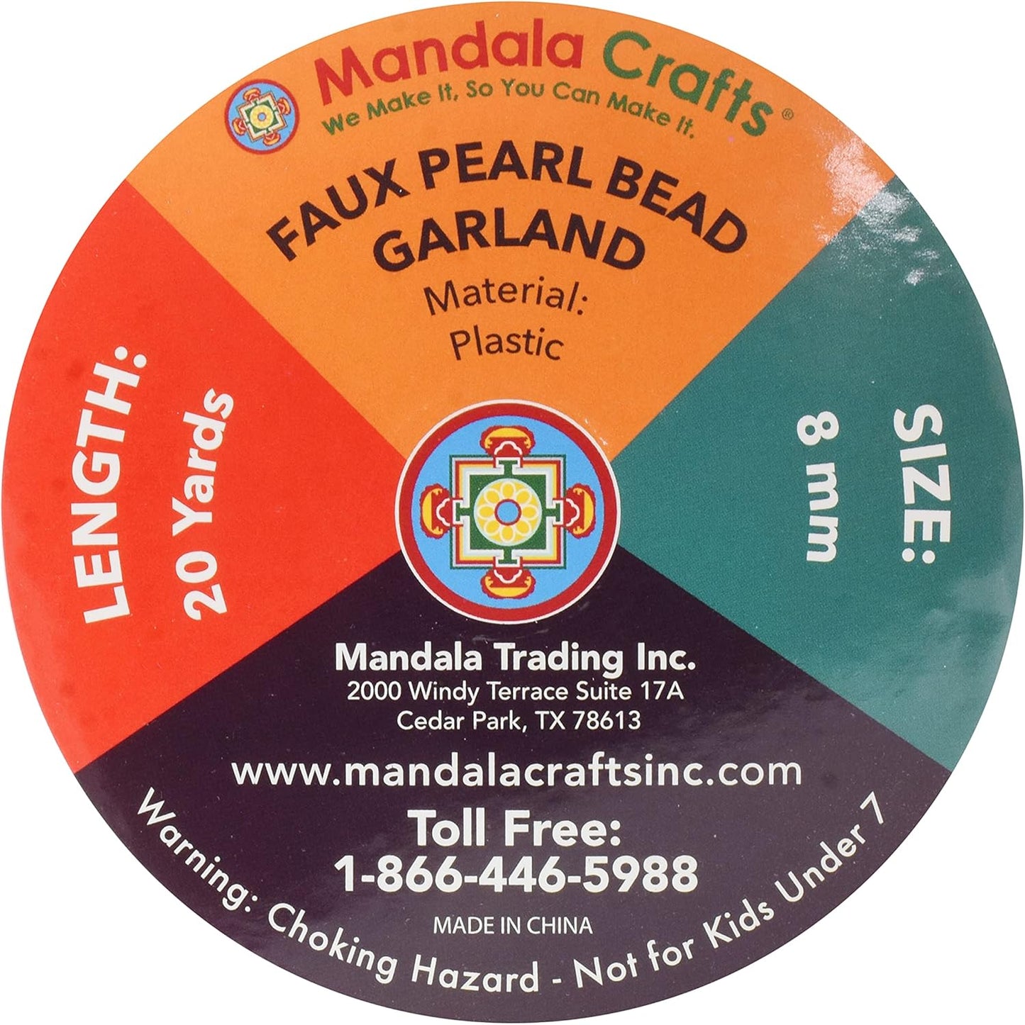 Mandala Crafts 8mm Faux Burgundy Pearl Beads Roll - 20 Yards Strand of Fake Pearls Chain Garlands Spool String for Christmas Tree, Wedding, Party, Vases, DIY Decoration