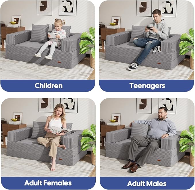 COMAX Futon Sofa Bed, 4‑in‑1 Convertible Sofa Bed, Folding Boneless Couches - Image 8