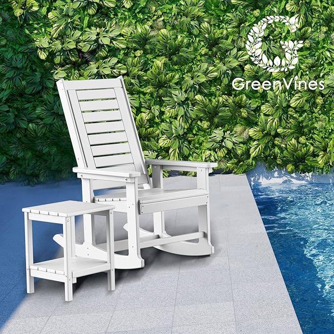 GREENVINES Outdoor Rocking Chairs | Set of 2 | Porch Rocker | HDPE Plastic | - Image 8