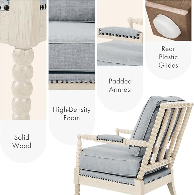 Madison Park Accent Chairs for Living Room Farmhouse Modern Armchair, Solid Wood - Image 4