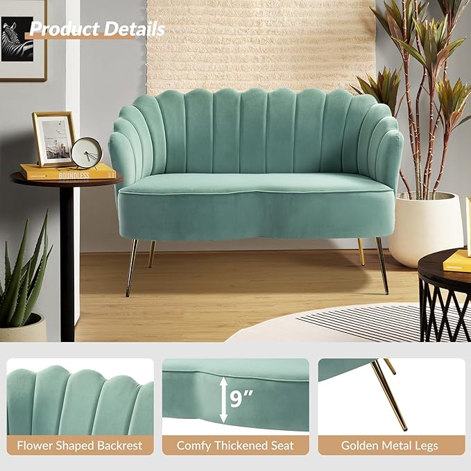 HULALA HOME Modern Velvet Loveseat Sofa - Image 4