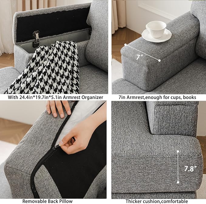 Oversized Living Room Chairs Set of 2, Comfy Accent Chair - Image 8