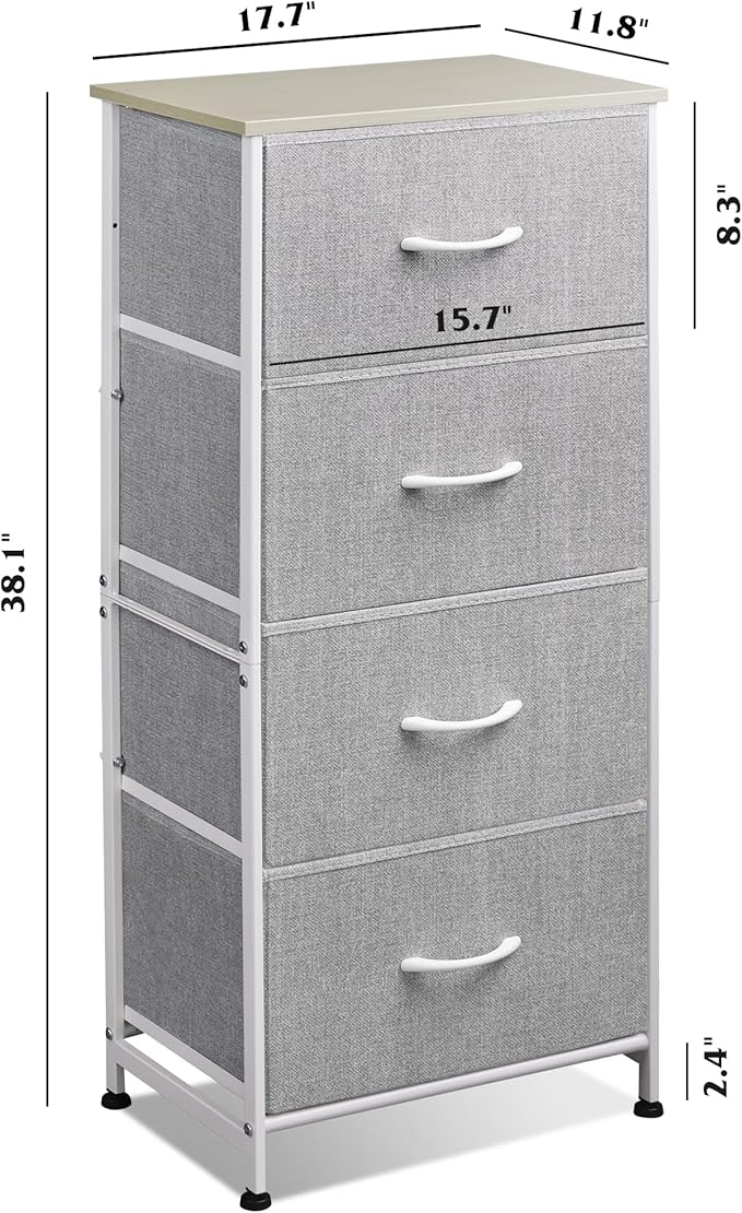 WLIVE 4 Drawers Dresser for Bedroom, Light Grey Fabric Clothes Storage - Image 3