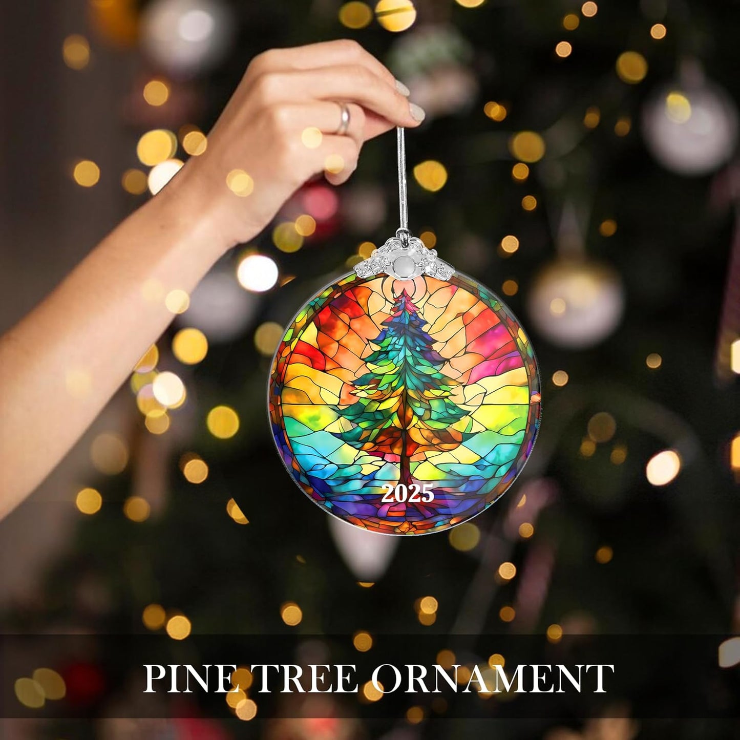 Christmas Tree Ornaments, Stained Glass Effect, 4 Inch Acrylic Ornament, White Elephant Gifts, Holiday Decor, Christmas Ornament 2025, Gag Gifts Funny Adult, Xmas Decorations