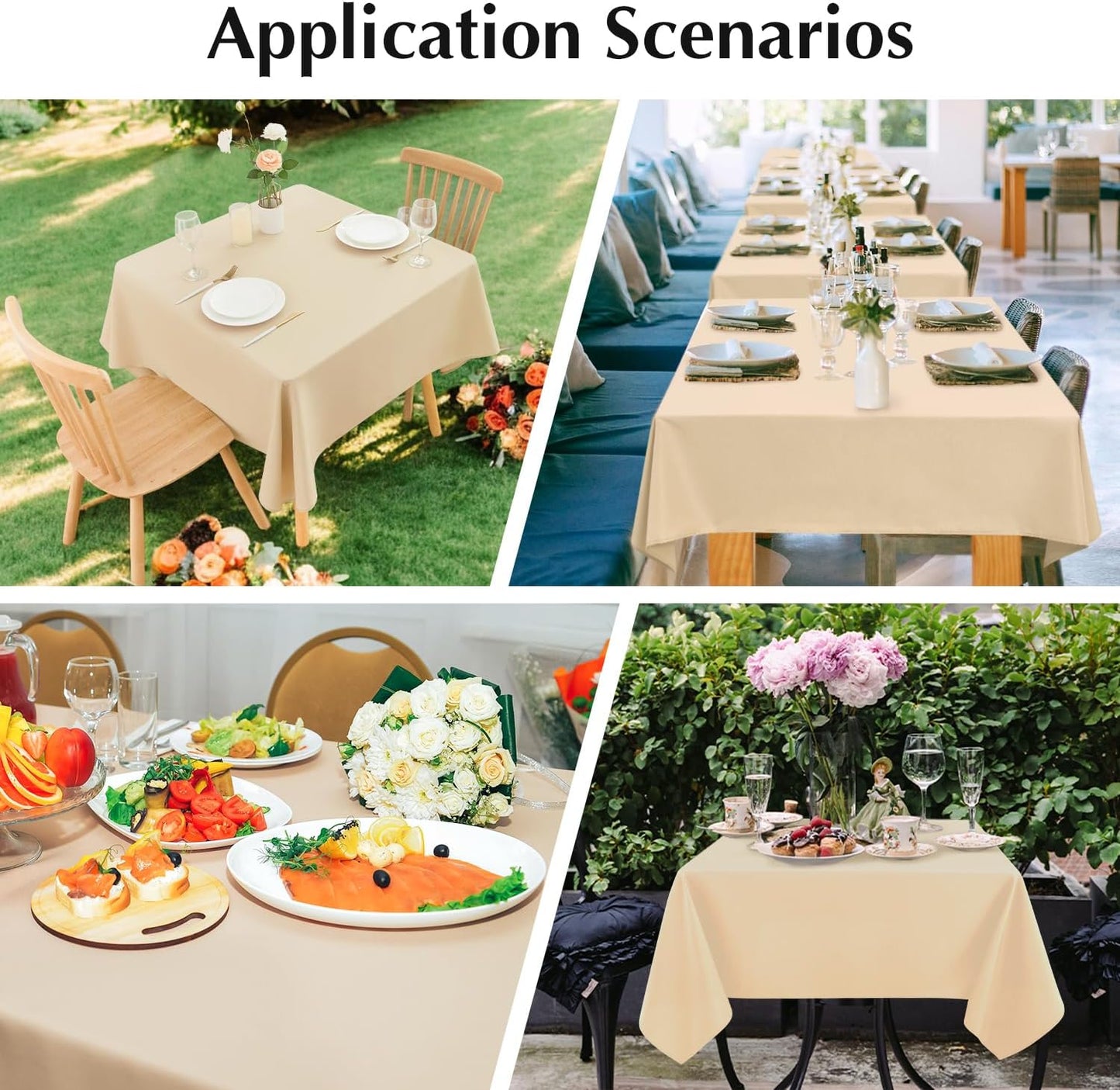 2 Pack Small Square Table Cloth 36X36 Inch Beige Washable Fabric Tablecloth Polyester Solid Tables Cover for Night Stand End Table Side Table Outdoor Indoor