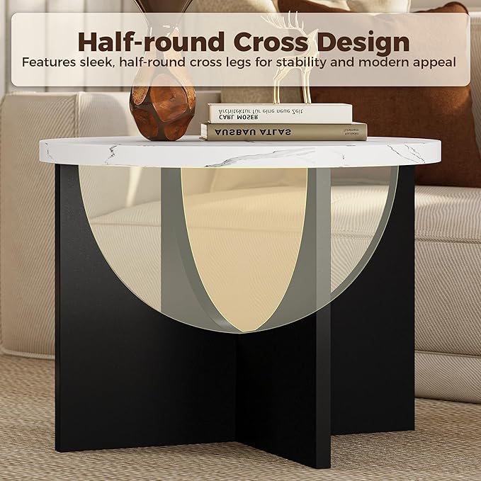 LIKIMIO Nesting Coffee Tables Set of 2, 23.6" Small Round Side Tables - Image 7