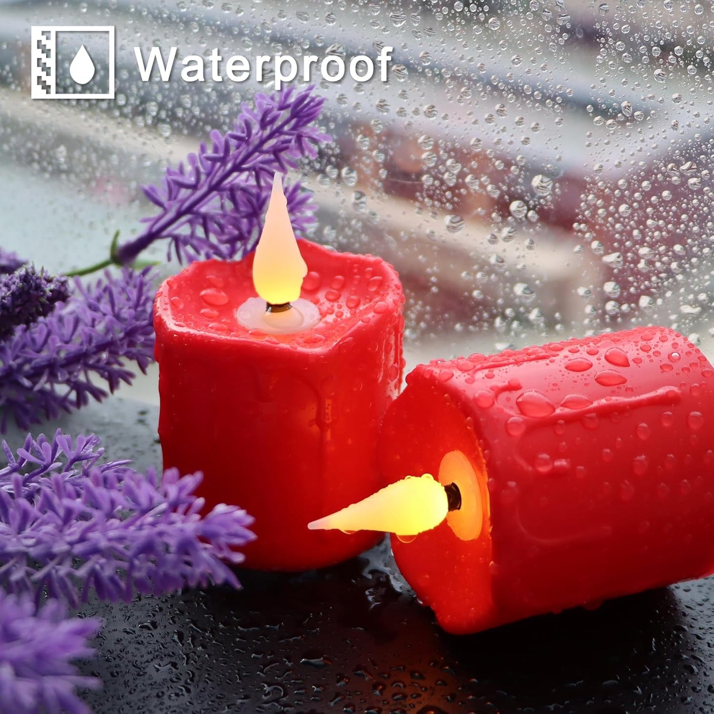 FREEPOWER Rechargeable Flameless LED Votive Candles Red Waterproof LED Candles Lights with Remote Timer for Parties, Special Events, and Home Decor, 2'' x 3''