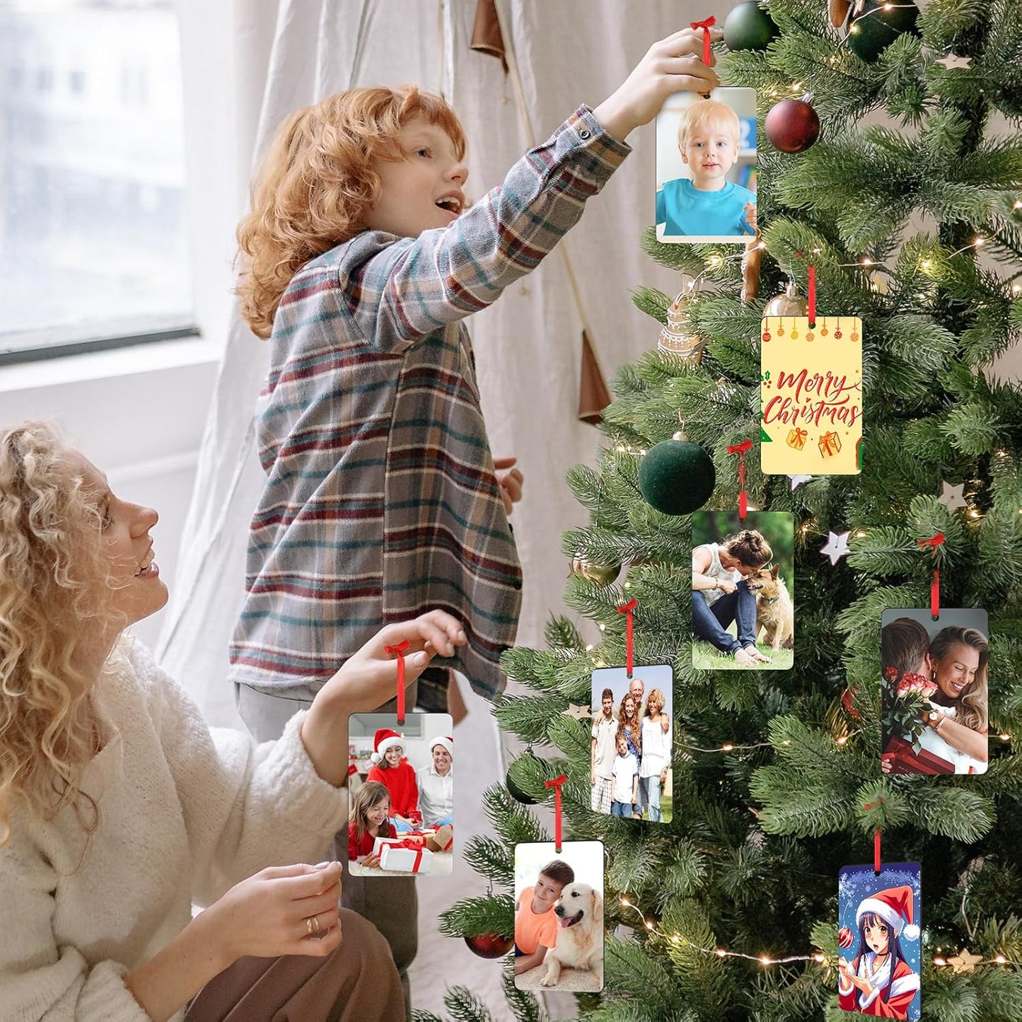 Personalized Christmas Ornaments 2025 Double-Sided Custom Photo Picture Text Ornament Customized Wood Xmas Tree Decorations for Kids Couples Family Dogs Cats