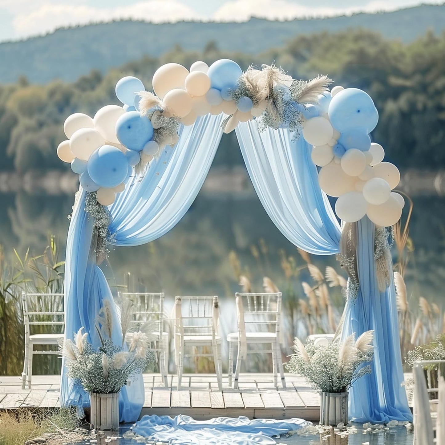 Wokceer Wedding Arch Draping Fabric 28.7" x 20FT Dusty Blue Drapes Sheer Fabric Backdrop Arch Draping Fabric for Wedding Ceremony Birthday Party Bridal Shower Decoration