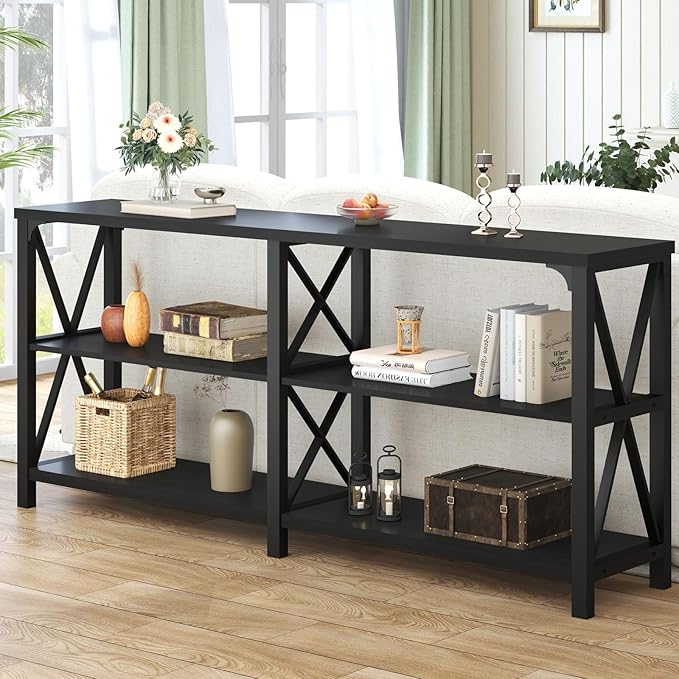 LVB Industrial Entryway Table, Farmhouse Rustic Console Tables Behind Couch - Image 4