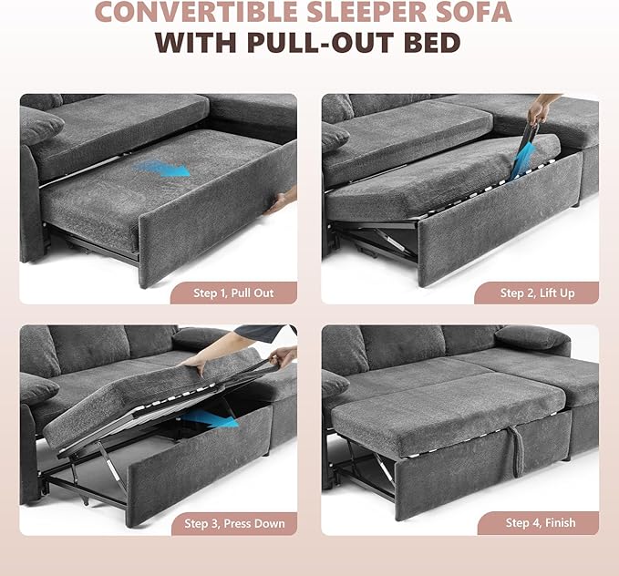 VINGLI Convertible Sofa Bed Couches - Image 3