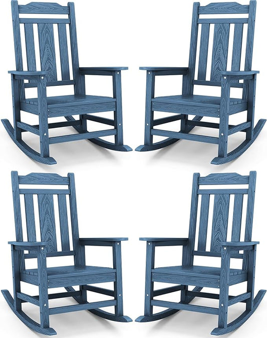 SERWALL Oversized Rocking Chair, HDPE Outdoor Rocking Chairs Set of 4, Patio by SERWALL