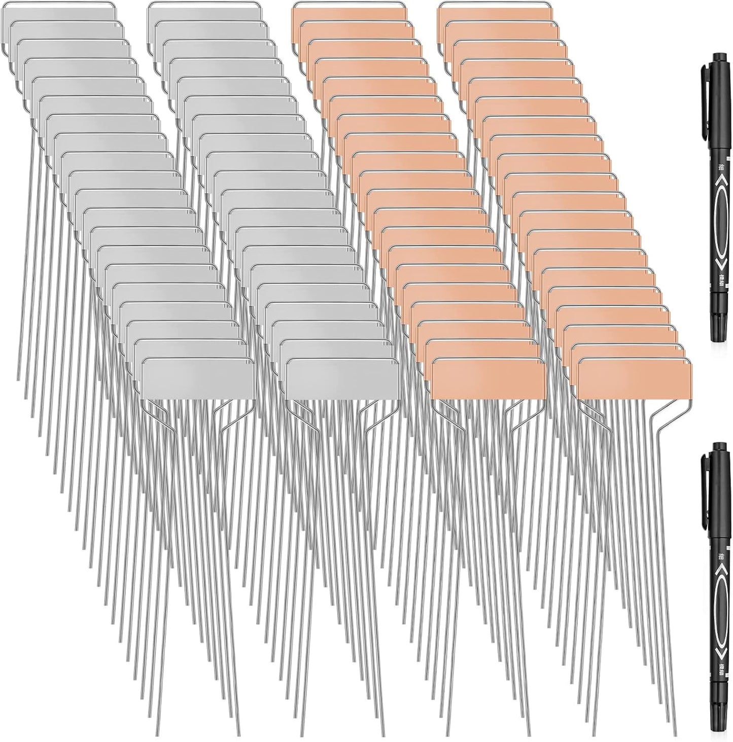80 Pcs 10" High Plant Labels, Include 40 Copper Metal Plant Tags and 40 Weatherproof Garden Aluminum Markers Bulk with Marker Pen Reusable Seedling Sign Nursery Tag for Outdoor Herb Vegetable Flower