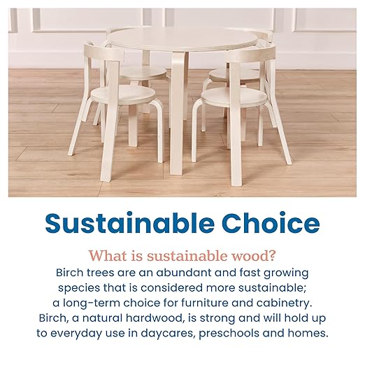 ECR4Kids Bentwood Table and Curved Back Chair Set, Kids Furniture - Image 7