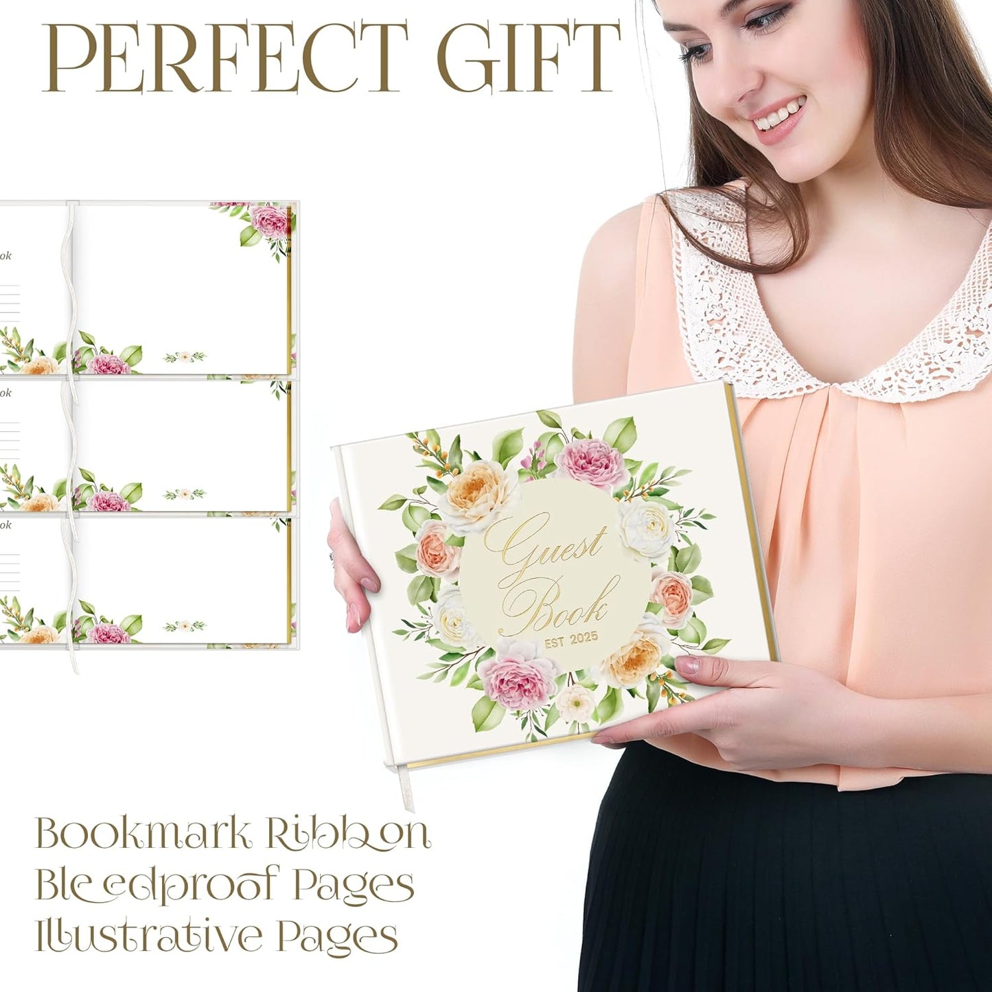 Wedding Guest Book with Pen and Stickers Included , Custom Guest Book Design 2025 , Guest Book Wedding Reception Size7.2" x 9.2" , Beautiful Wedding Guest Book Alternative , Thick Paper Wedding Signs