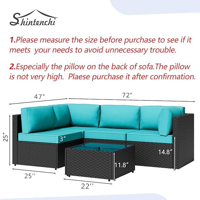 5 Piece Outdoor Patio Furniture Set, All Weather Conversation Set - Image 5