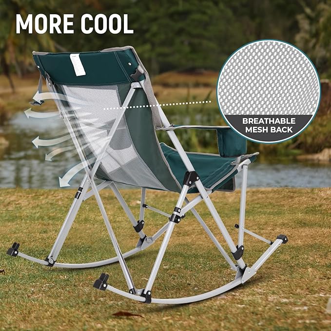 FUNDANGO Rocking Camping Chair, High Mesh Back Portable Folding Camp Chairs - Image 5