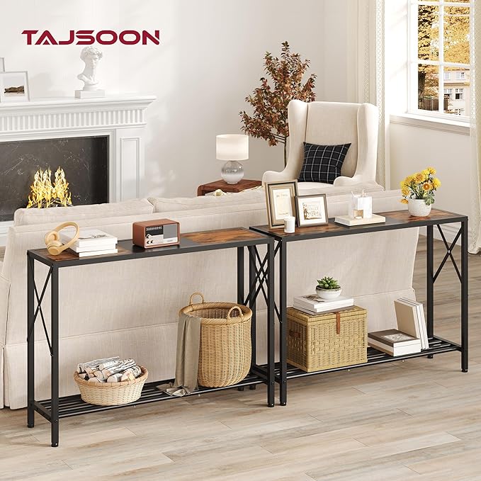 Tajsoon Console Table 41.8”, 2-Tier Industrial Entryway Table, Narrow Entrance - Image 2