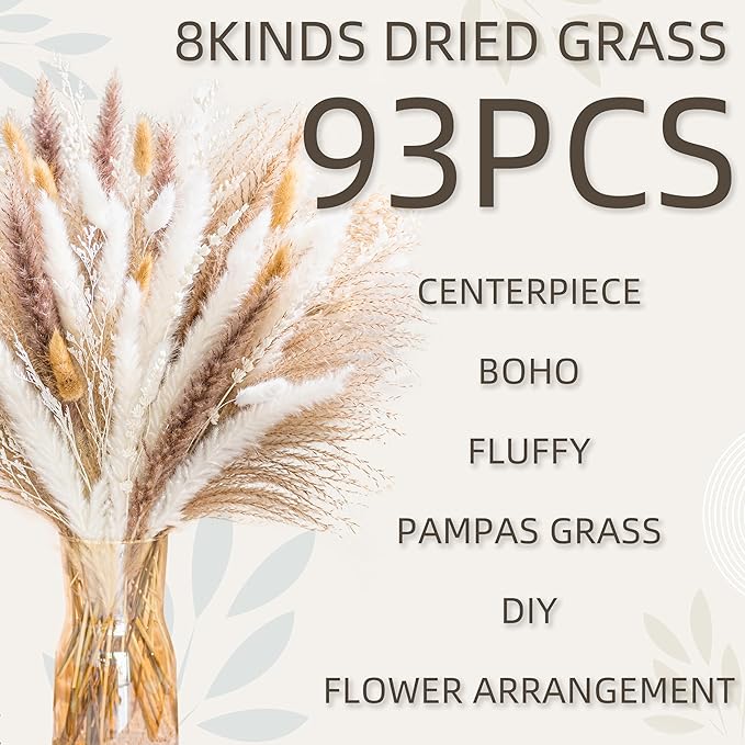 Natural Pampas Grass 8kind Grass Mix Bouquet | Dried Pampas Bouquet - Image 3