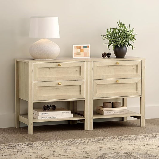 EYYTHUNG Farmhouse Nightstand Set of 2, Wooden Farmhouse Floor Night Stand by EYYTHUNG