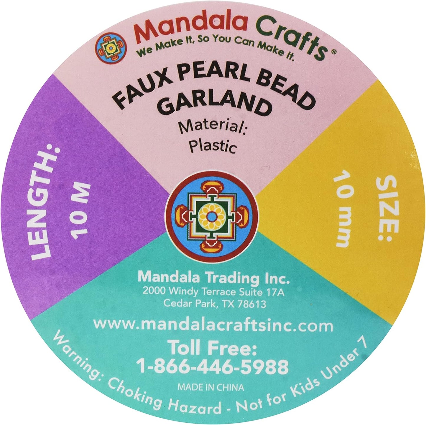 Mandala Crafts 10mm Faux Teal Pearl Beads Roll - 11 Yards Strand of Fake Pearls Chain Garlands Spool String for Christmas Tree, Wedding, Party, Vases, DIY Decoration