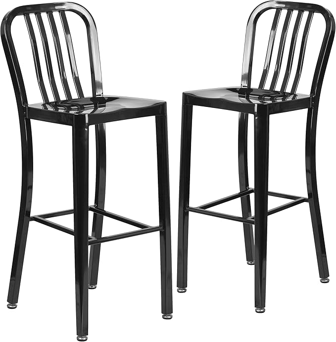 Flash Furniture Commercial Grade 30" High Black Metal Indoor-Outdoor Barstool by FlashFurniture