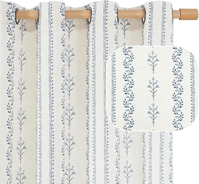 BGment Navy Blue Vintage Floral French Country Curtains 72 Inch Length by BGment