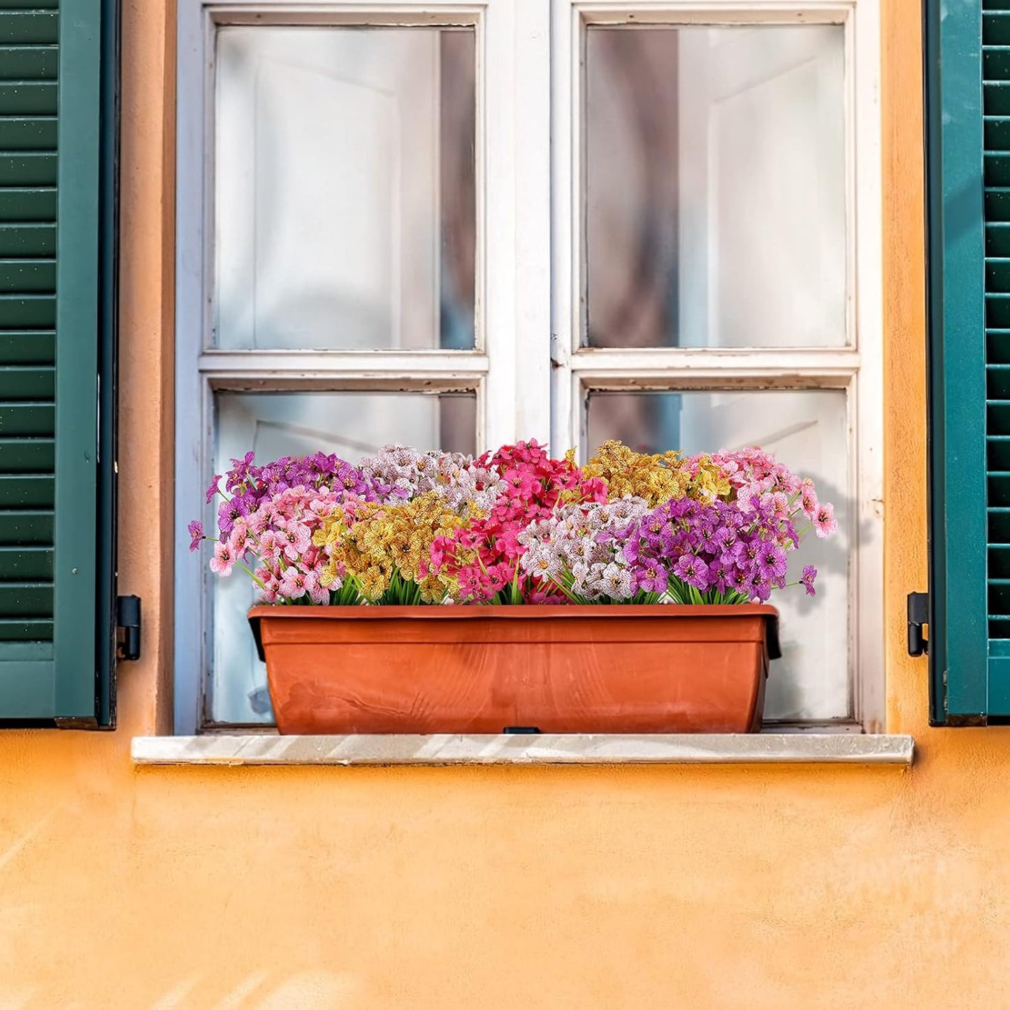 AmyHomie 20 Bundles Artificial Flowers for Outdoor Outside Spring Summer Decoration UV Resistant Faux Flowers No Fade Fake Plastic Plants Garden Porch Window Box Decorating (Pink)