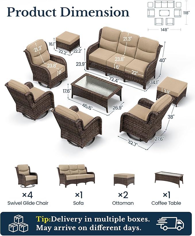 HILLGA Luxury High Back Patio Furniture Set - Image 8