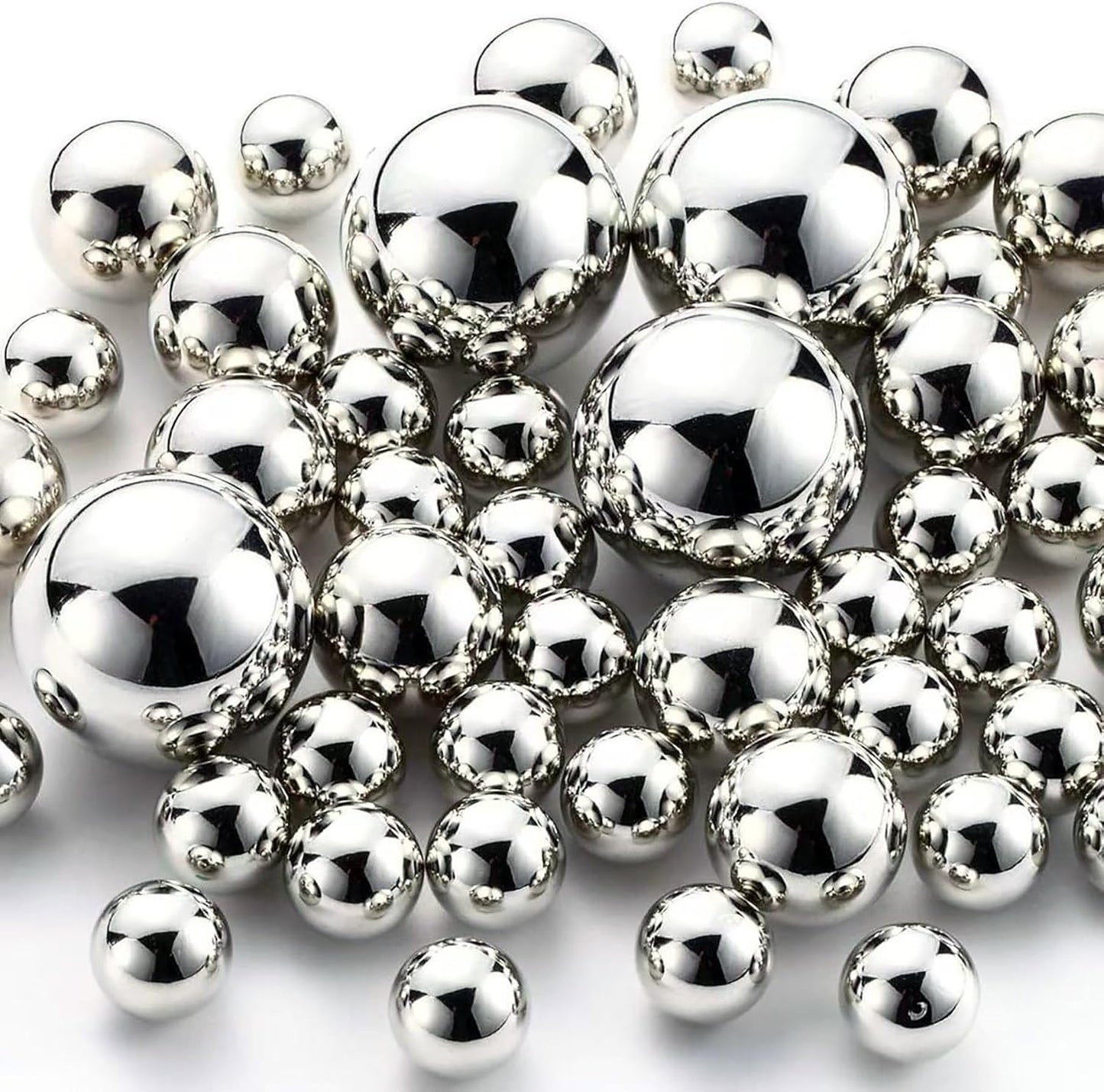 150Pcs Bright Silver Polished No Hole Faux Pearl Beads for Vase Filling Decorations, Plastic Pearls Vase Fillers, Table Scatters, Wedding Centerpiece, Home Decor, 8/14/20 mm