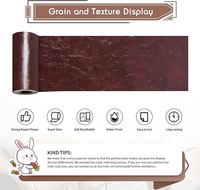 KING MOUNTAIN Leather Repair Patch, 4 x 63 Inches self Adhesive Leather Repair - Image 2