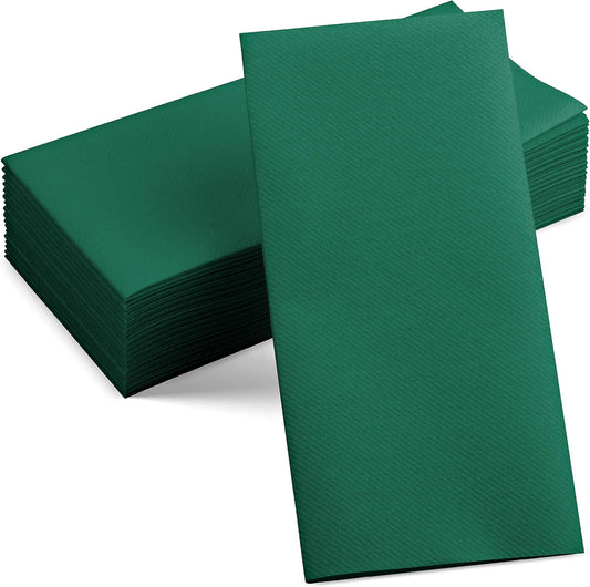 50-Pack Disposable Linen-Feel Green Napkins, 12" x 17" Cloth-Like Paper Dinner Napkins For Christmas, Wedding, Bathroom, Party Or Event