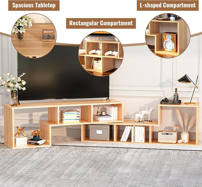 Recaceik Cube Bookshelf 2 Shelf Bookcase L-Shaped TV Console Stand Modern - Image 7