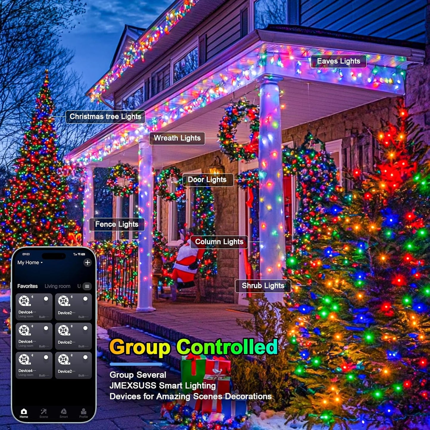 JMEXSUSS 800 LED RGB String Light Outdoor Indoor, Christmas Lights Outdoor Clear Wire Christmas Lights Plug in for Bedroom Tree Room Party Birthday Decorations